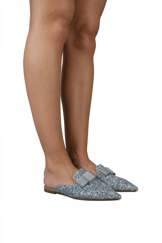 Jimmy Choo Silver Glitter Mules
