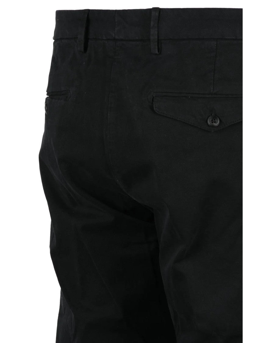 Dondup Black Tailored Stretch Cotton Trousers