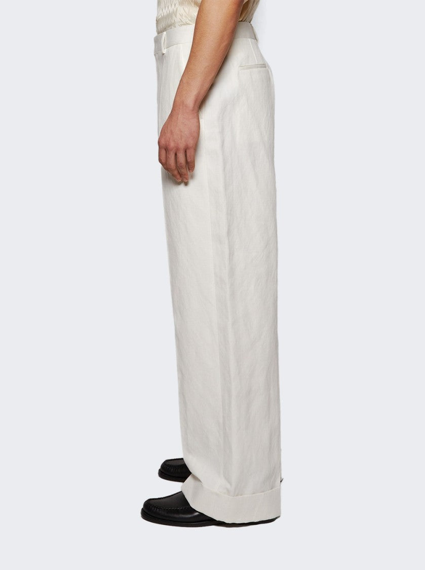 Valentino Ivory Straight-Leg Trousers With Concealed Fastening