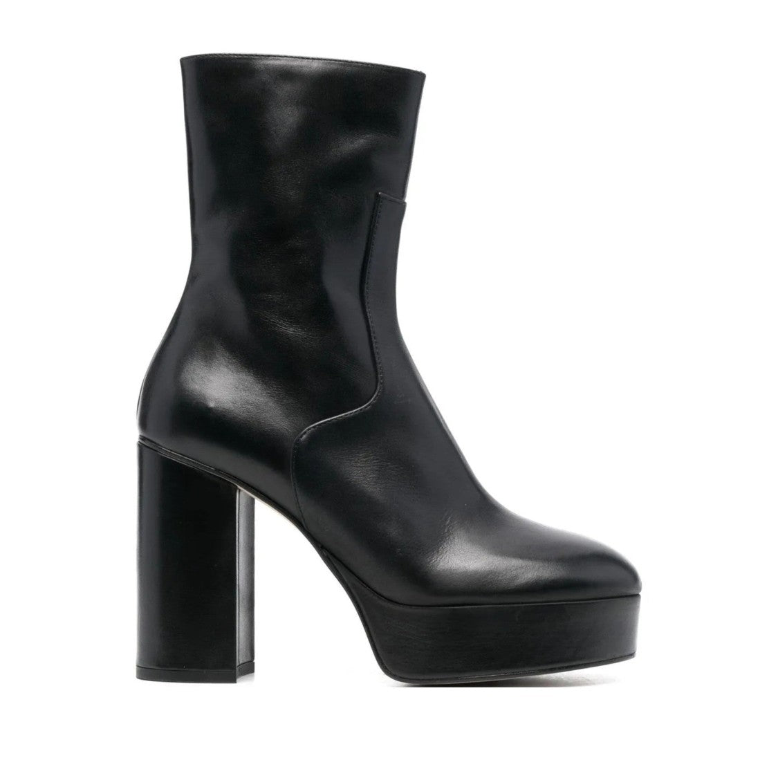 Alohas Thunder Black Contemporary High Block Heel Leather Boots