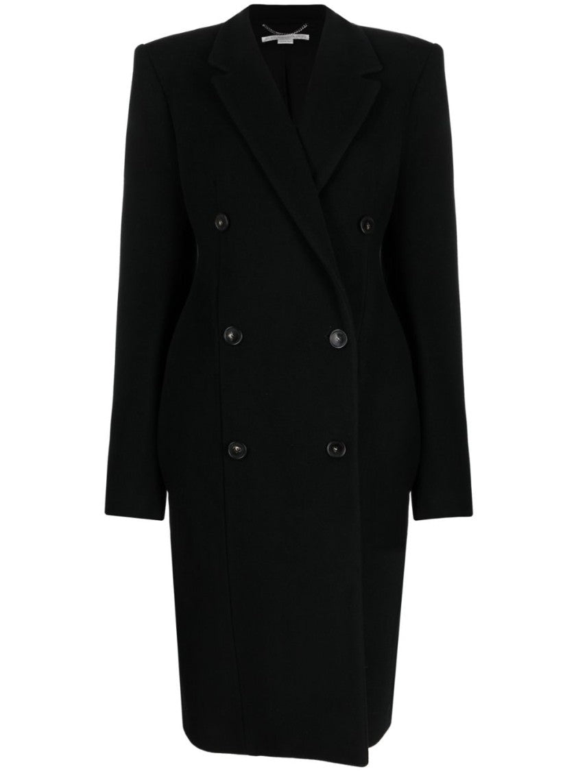 Stella Mccartney Black Coat Double-Breasted Wool Peacoat