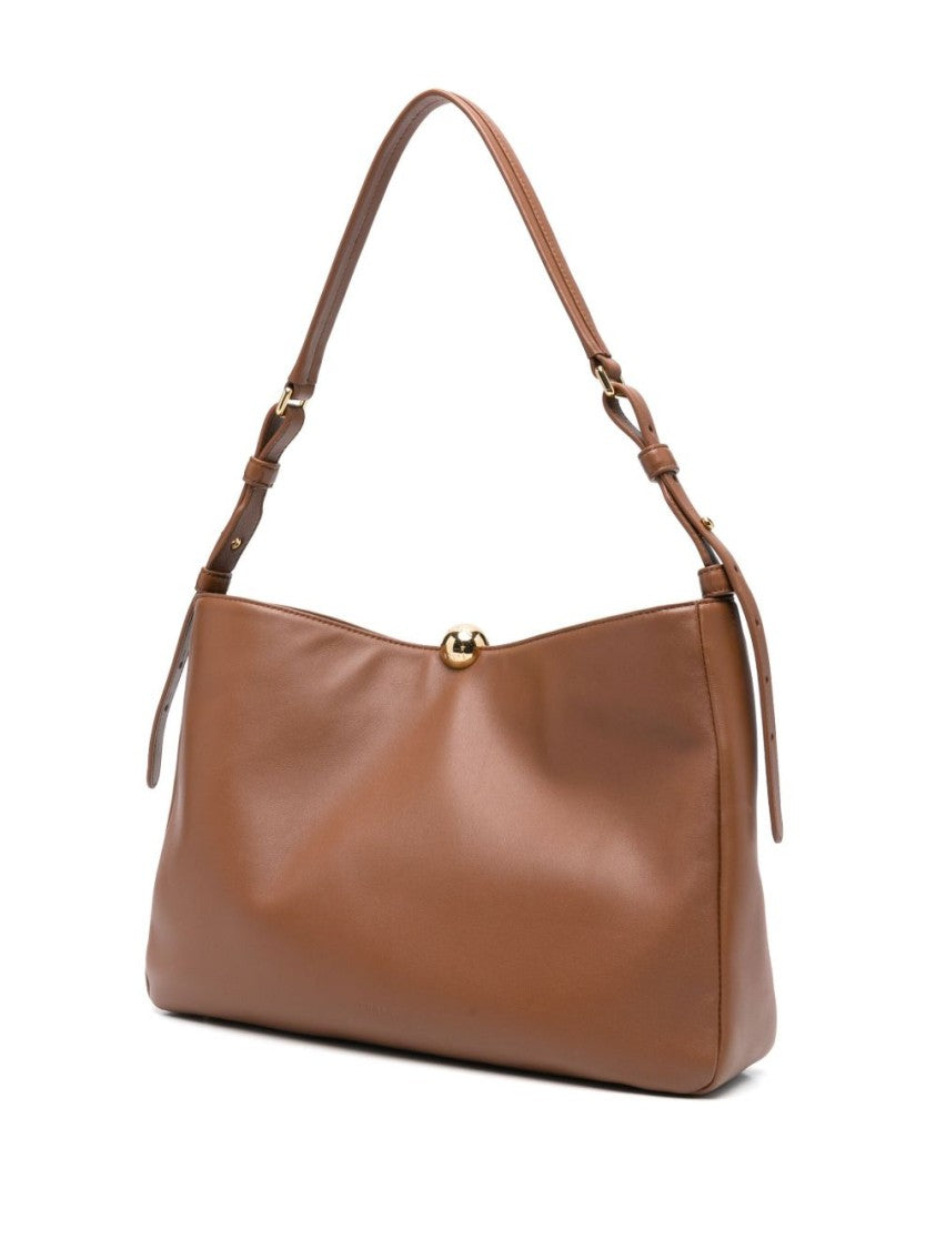 Furla Textured Brown Handbag With Magnetic Fastening And Adjustable Strap