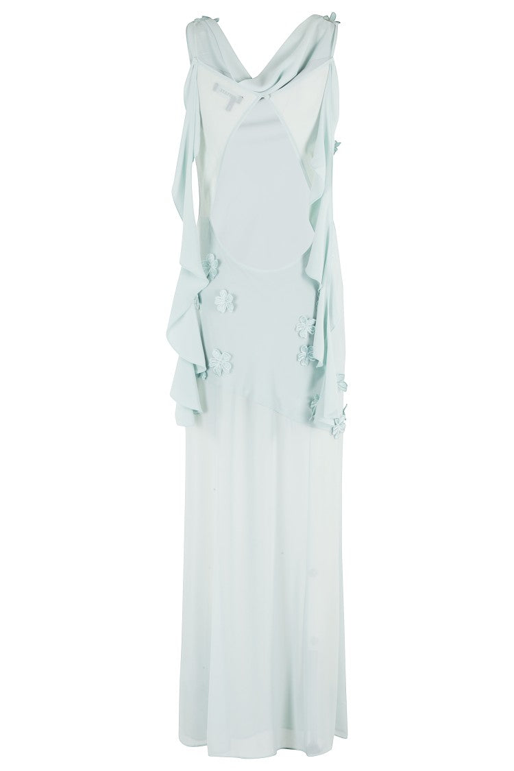 Rotate Maxi Waterfall Dress With 3D Floral Appliqués