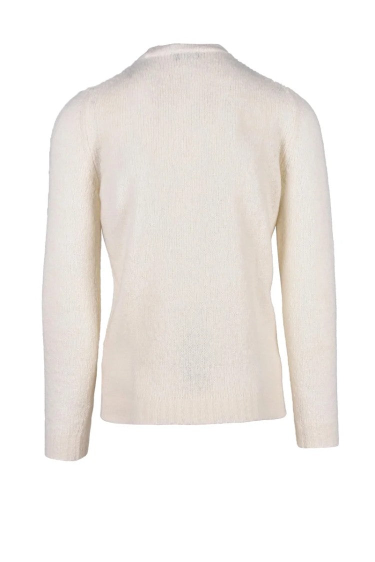 Fama White Wool, Cashmere And Nylon Sweater