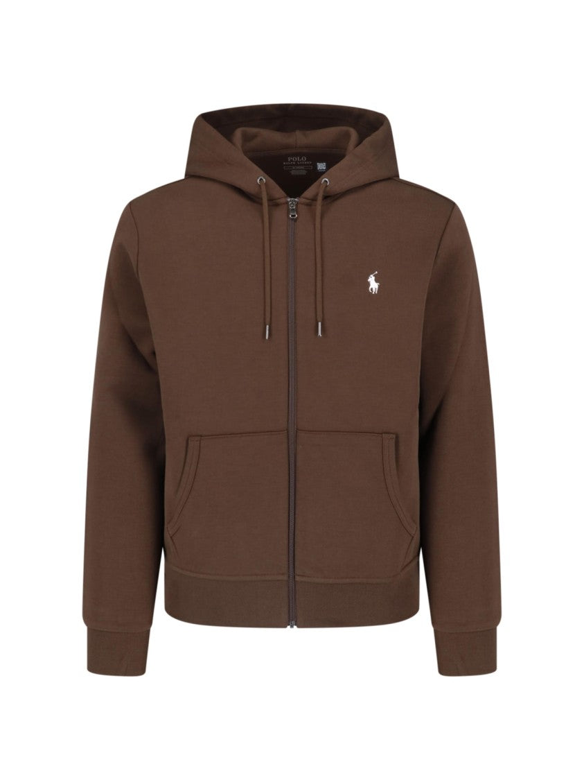 Polo Ralph Lauren Brown Zip-Up Hooded Cotton Sweatshirt