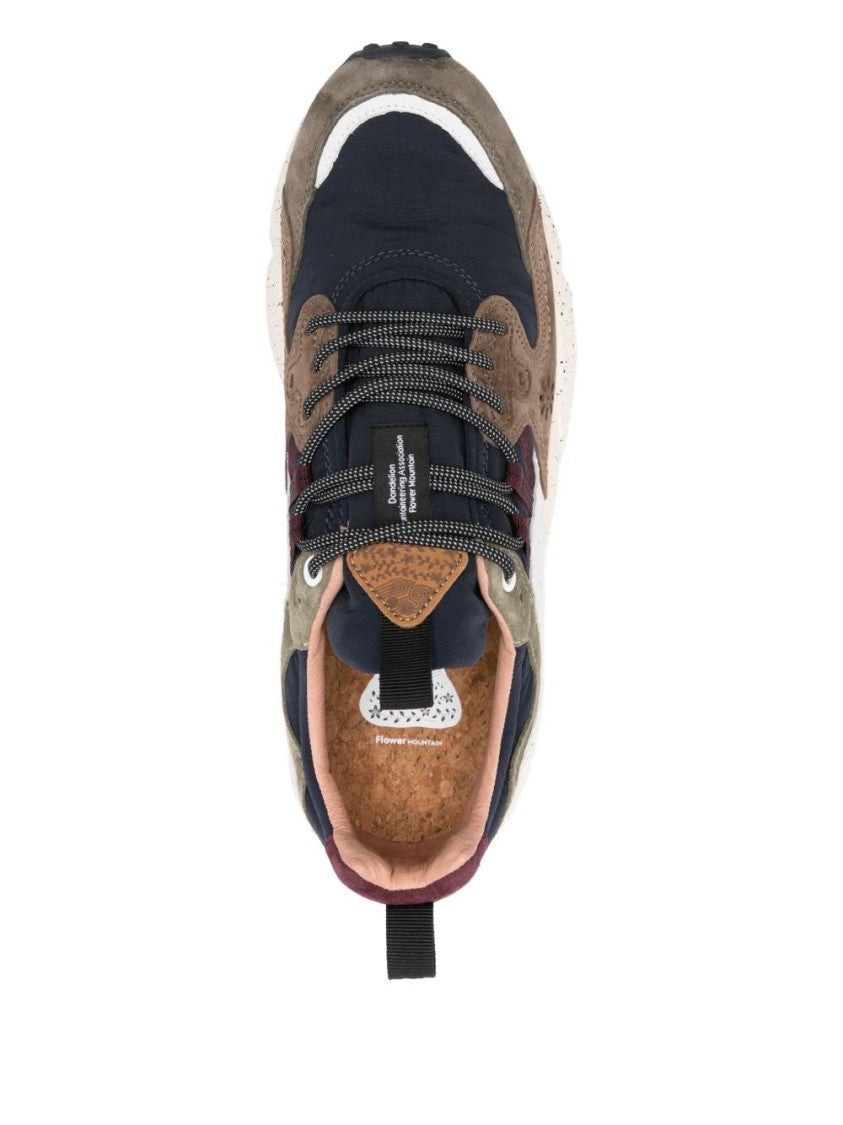 Flower Mountain Multi-Tone Calfskin Sneakers With Cushioned Interior