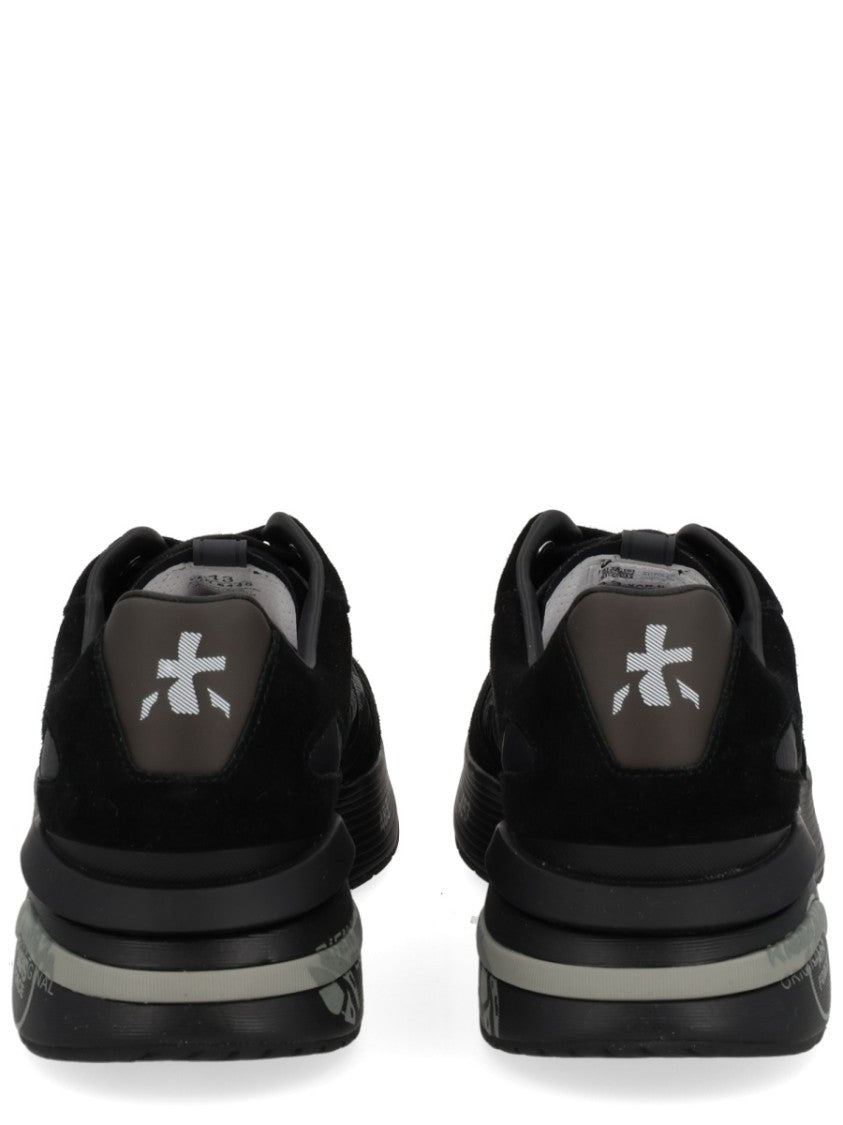 Premiata Calf Leather And Goat Leather Black Sneakers With Modern Design