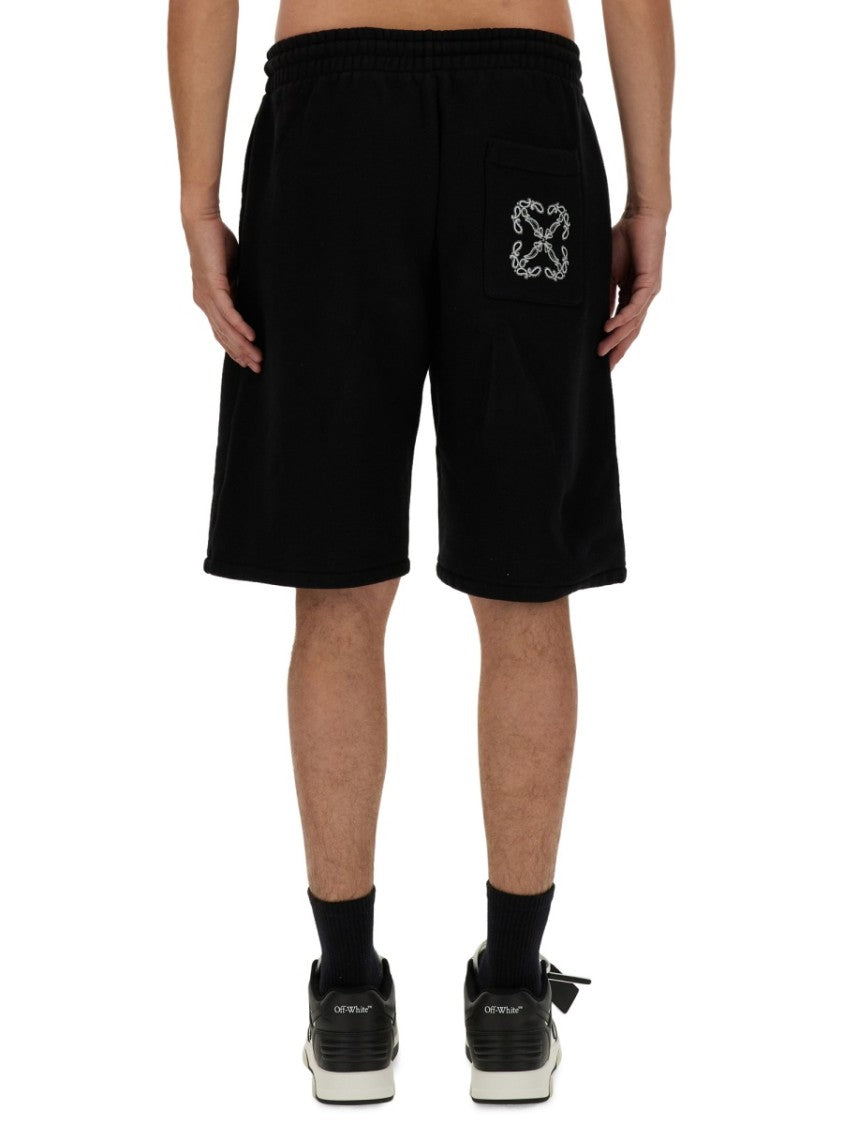 Off-White Black Bermuda Shorts With Logo Detail