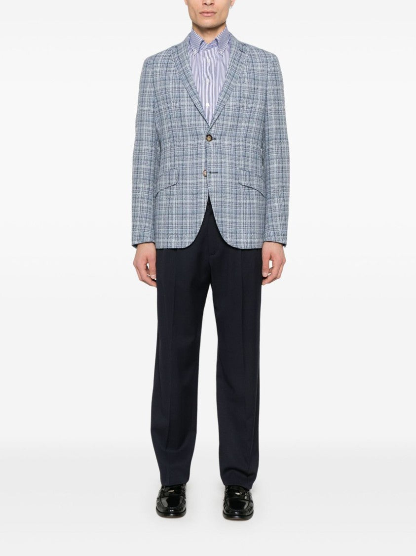 Etro Blue Roma Logo Bd Vertical Stripe Shirt