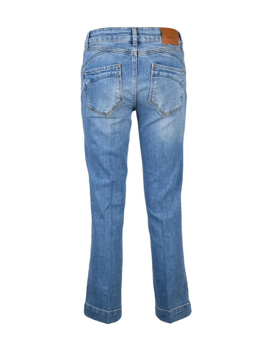 Sportmax Light Blue Stretch Cotton Straight-Leg Jeans
