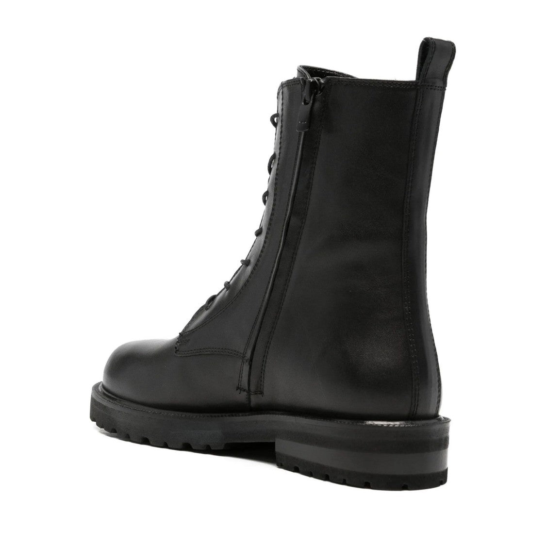 Adrianna Feretti Black Minimalist Lace-Up Leather Boots