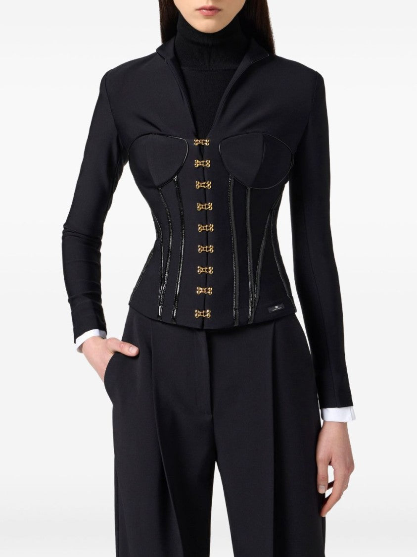 Elisabetta Franchi Structured Black Jacket With Corset Silhouette