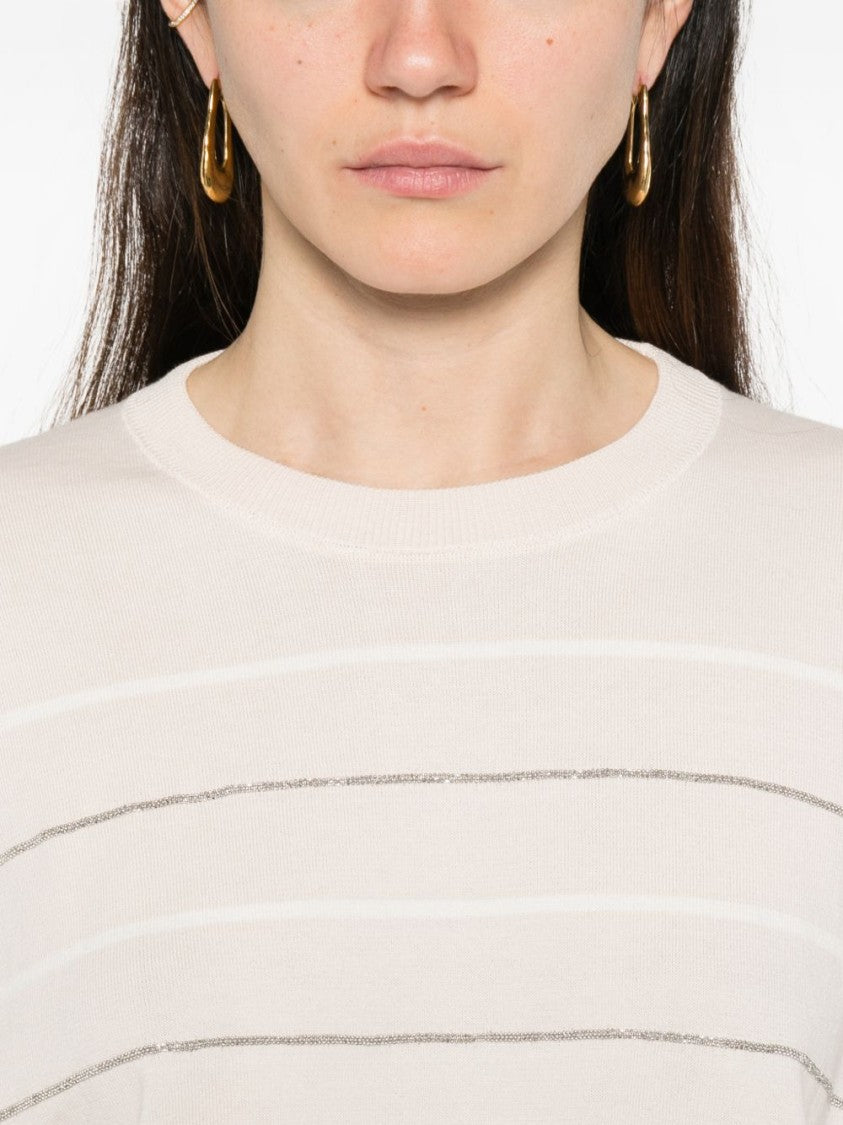 Peserico Light Pink Relaxed-Fit Ribbed T-Shirt