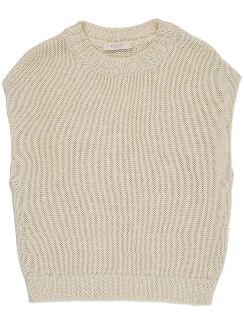 Zanone Neutral Boxy Fit Knitted Sleeveless Top