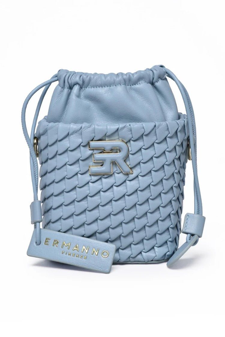 Ermanno Firenze Light Blue Polyurethane Bucket Teagan Bag