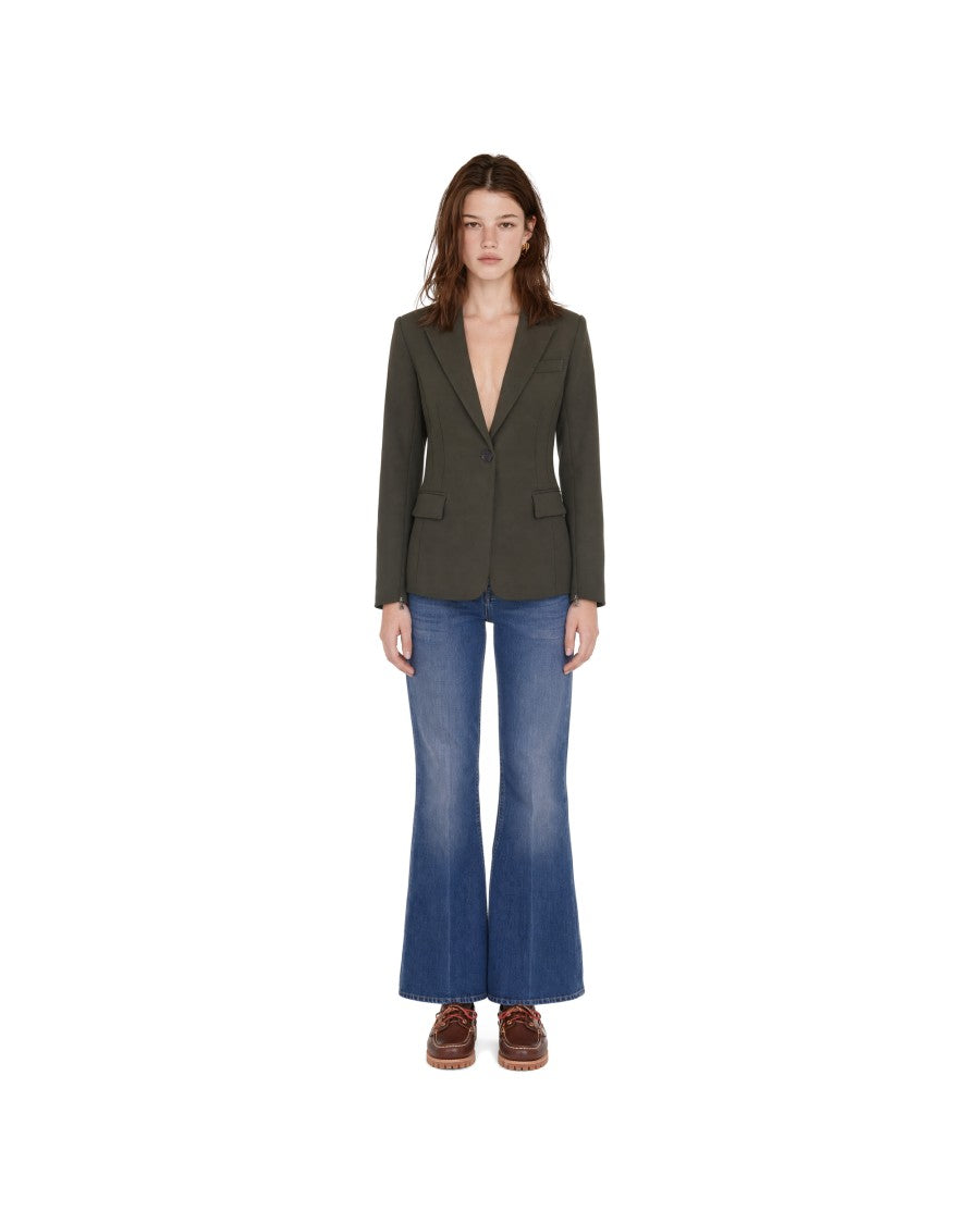 Patrizia Pepe Fitted Single-Breasted Zippered Cuffs Blazer