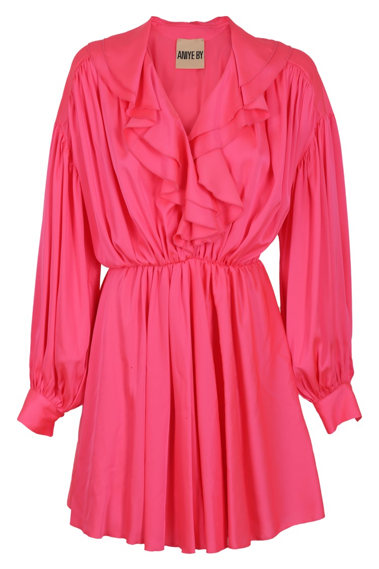 Aniye By Venus Ruffled Deep V-Neck Pink Blouse