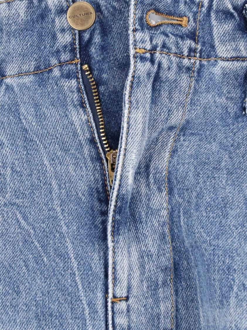 Cultura Light Blue High-Waisted Denim Shorts With Relaxed Fit