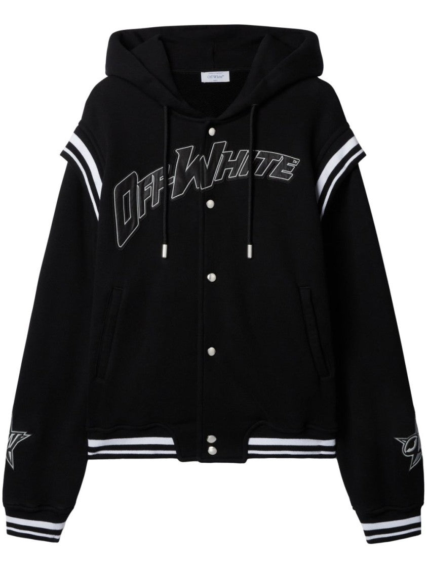 Off-White Black Varsity Sweatshirt With Press-Stud Fastening And Bold Lettering