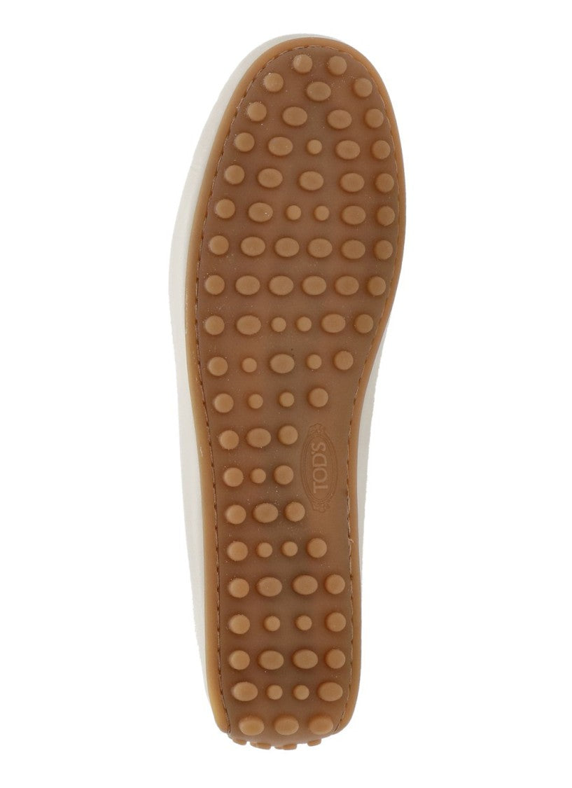 Tod's Ivory Front Metal Logo Loafers