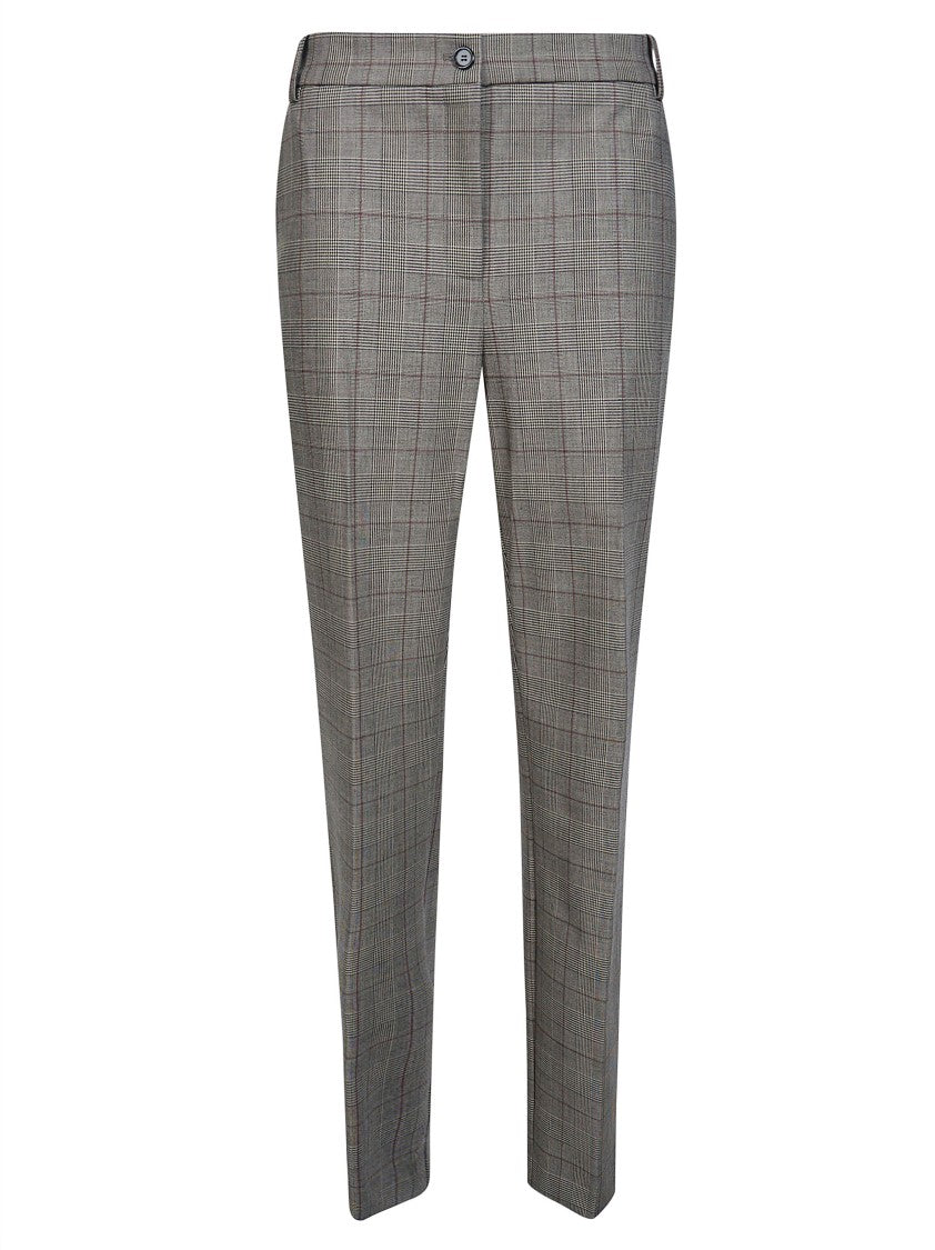 Pinko Grey Pleione Wool-Blend Checkered Lace Pants