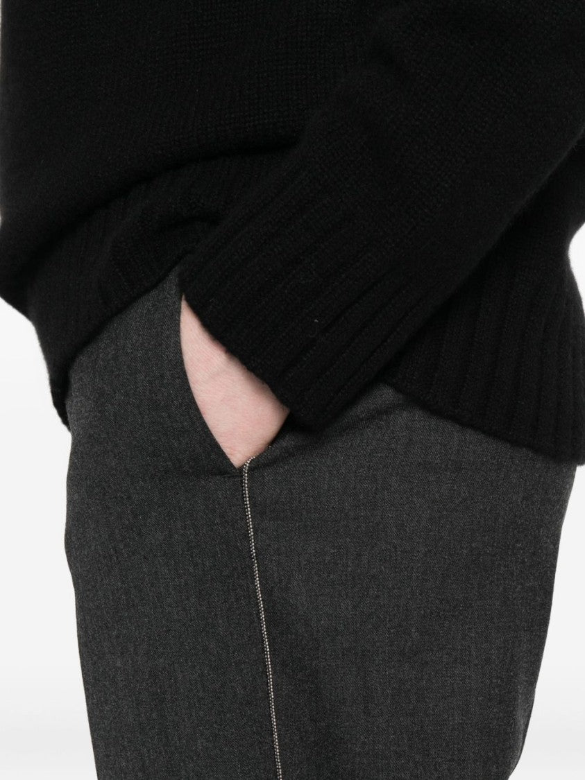 Peserico Heathered Gray Cropped Trousers With Tailored Fit