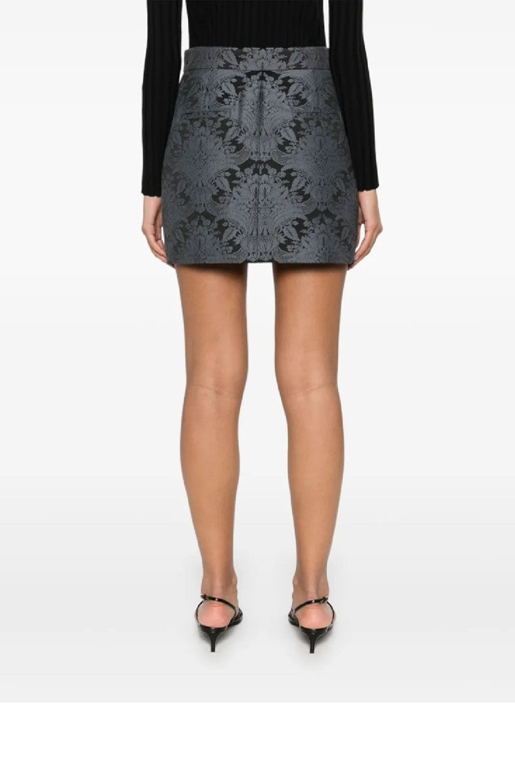 Max Mara Floral Patterned Mini Skirt With Textured Finish