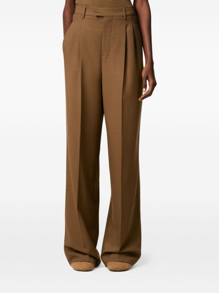 Ami High-Waisted Light Wool Twill Trousers With Pleated Detailing