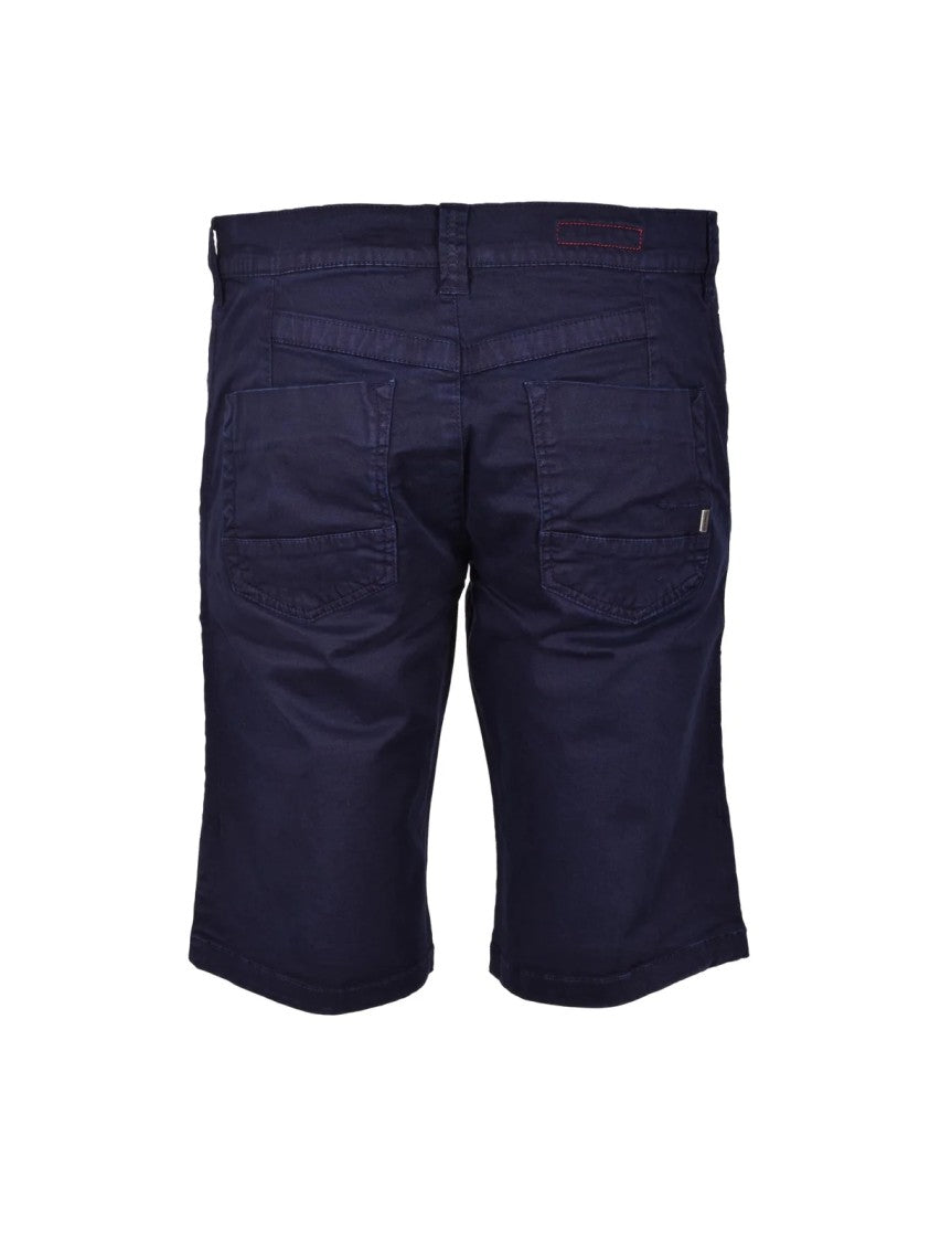 Bikkembergs Blue Cotton-Blend Zip-Up Bermuda Shorts
