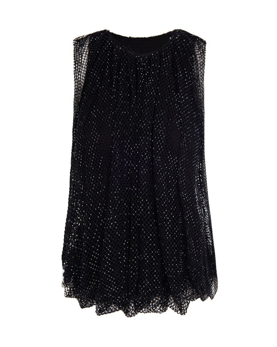 Sportmax Black Crystal Mesh Top