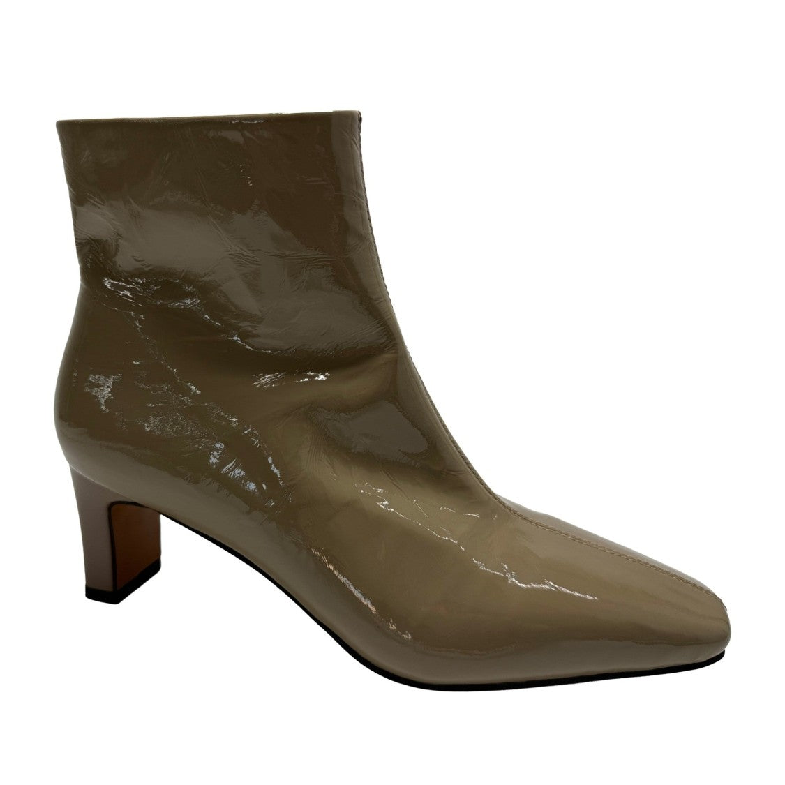 Sergio Moretti Green Mid-Height Block Heel Glossy Patent Leather Boots