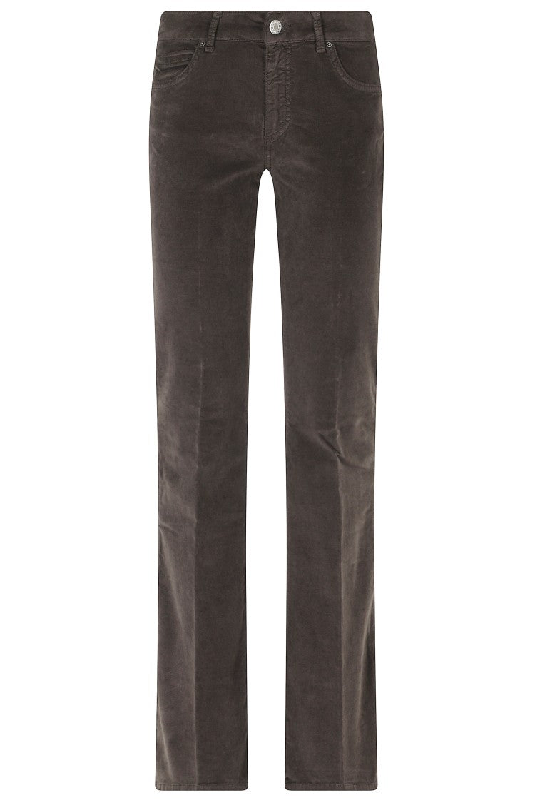 Cigala`S Dark Brown Straight-Leg Velvet Cotton-Blend Pants