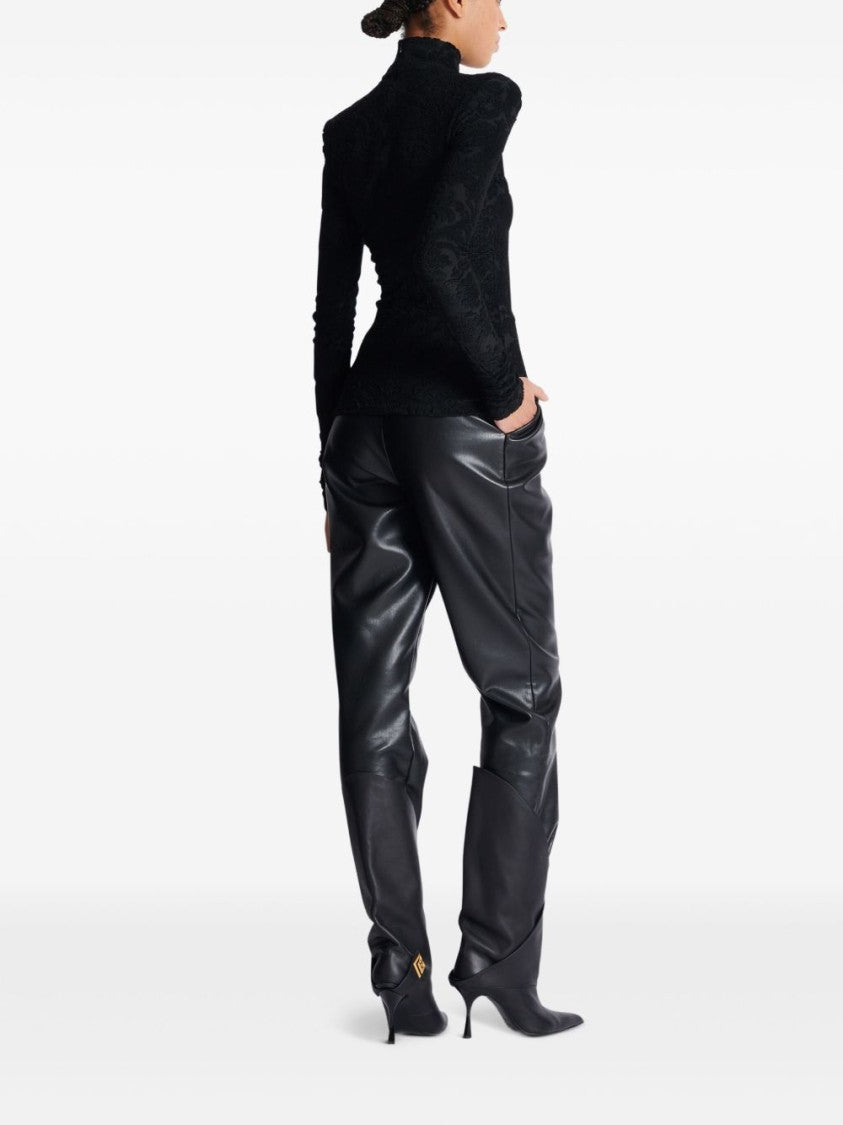 Balmain Black Shoulder Pad Decorative Button Top