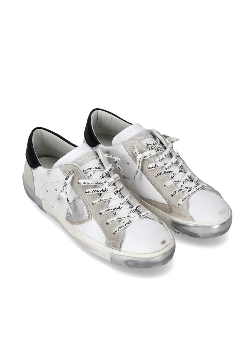 Philippe Model Low-Top Leather Sneakers With Suede Overlays