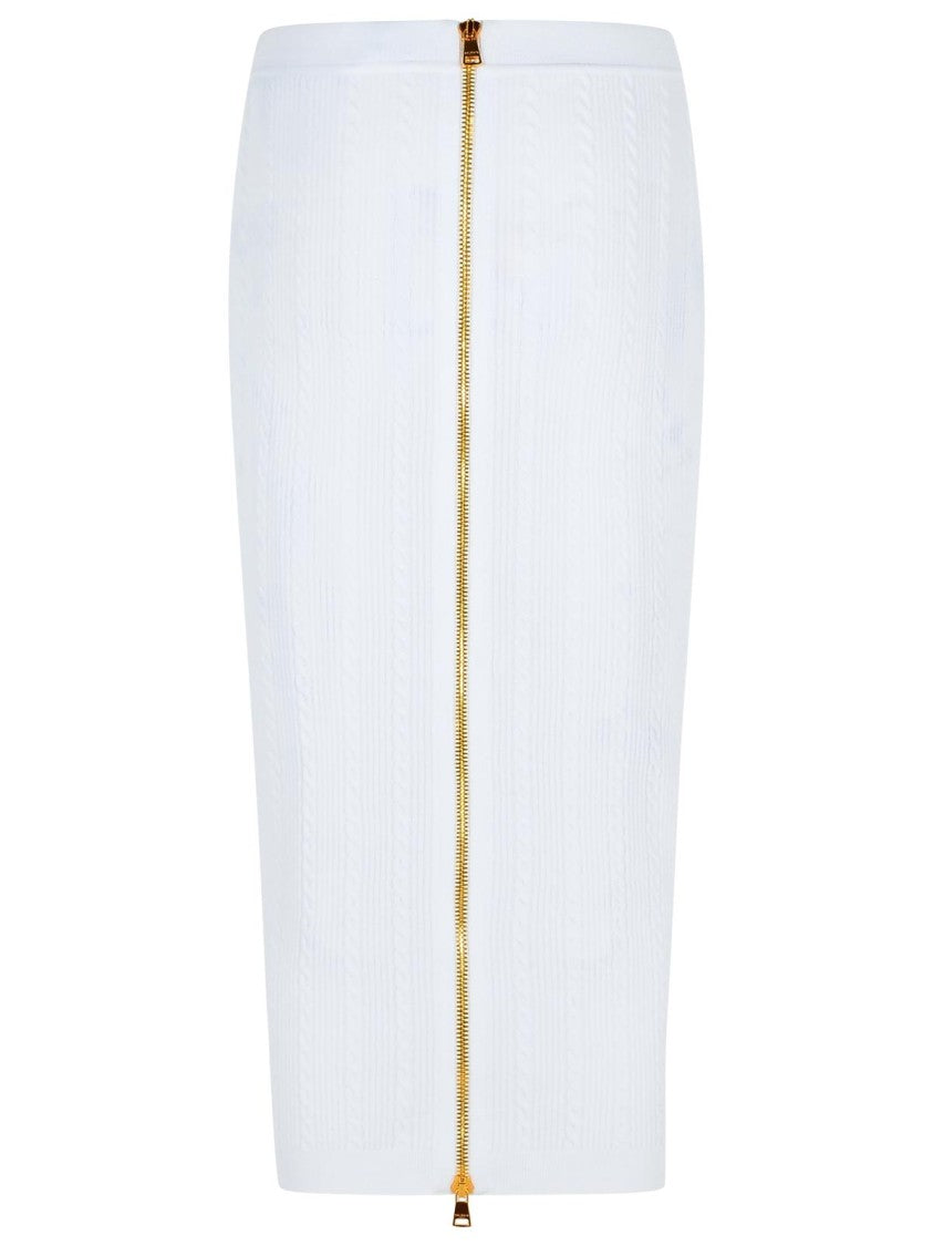 Balmain Long Skirt In White Viscose Blend