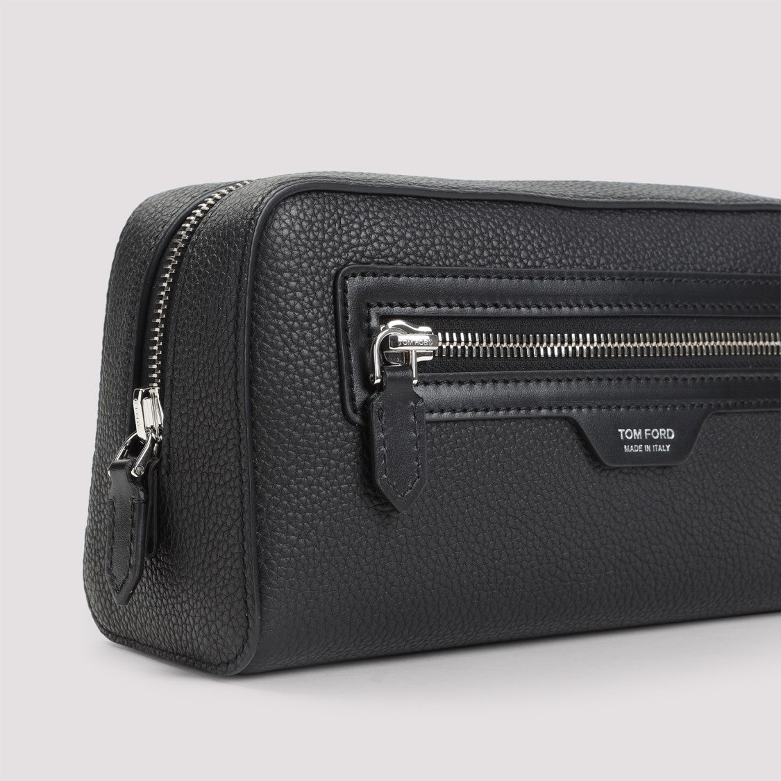 Tom Ford Textured Calf Leather Clutch With Silver Hardware