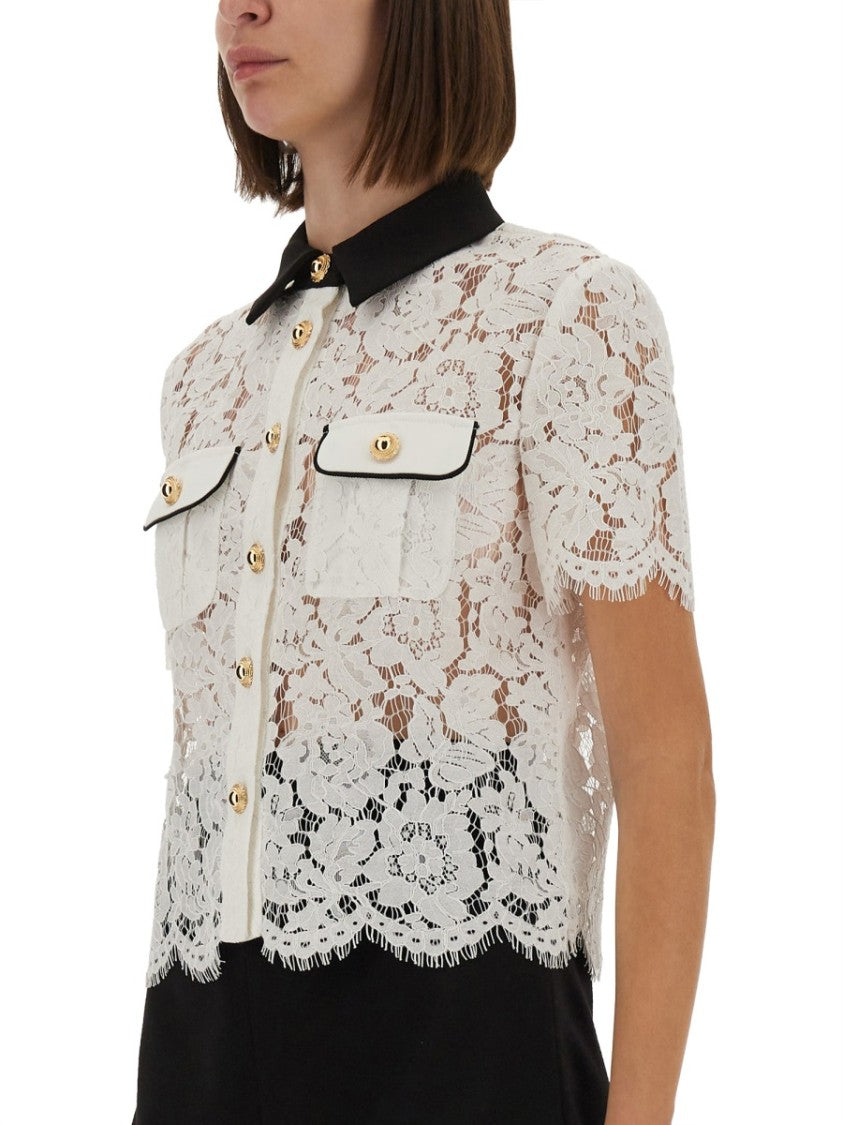 Self-Portrait Lace Top With Collar