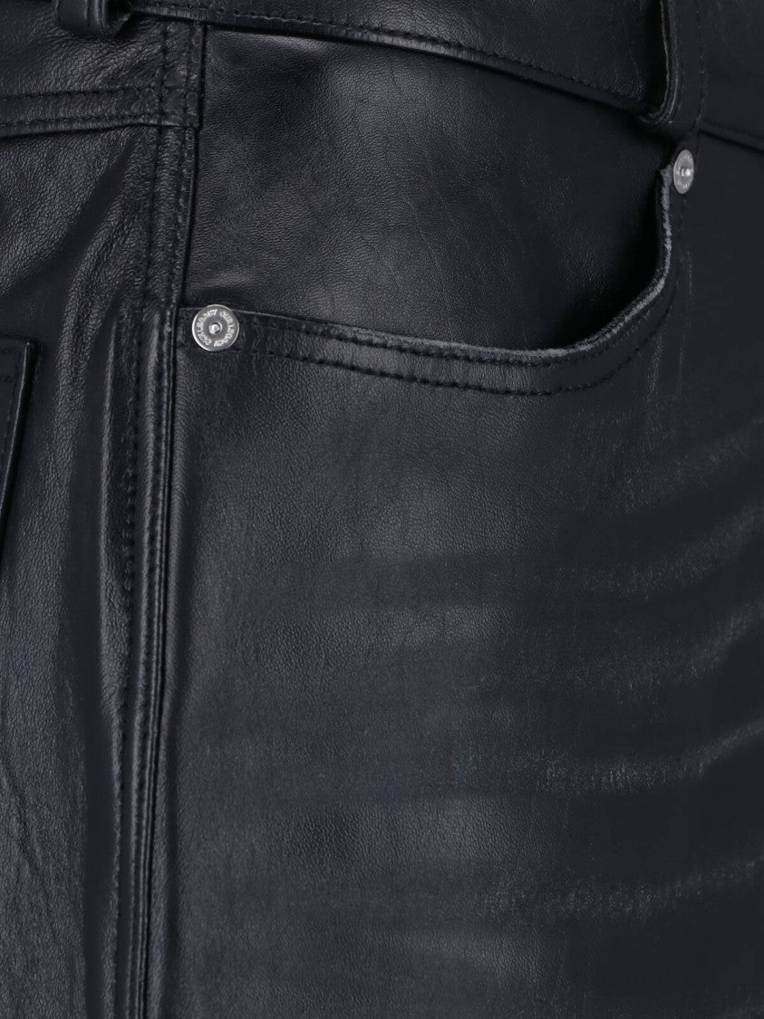 Our Legacy Straight-Leg Black Lambskin Leather Pants With Mid-Rise Waist