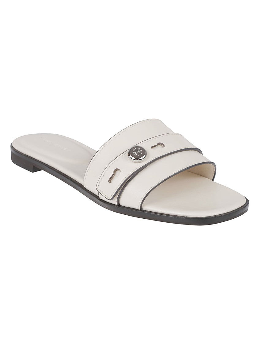 Tory Burch Flat Slide Sandals With Belt-Like Strap
