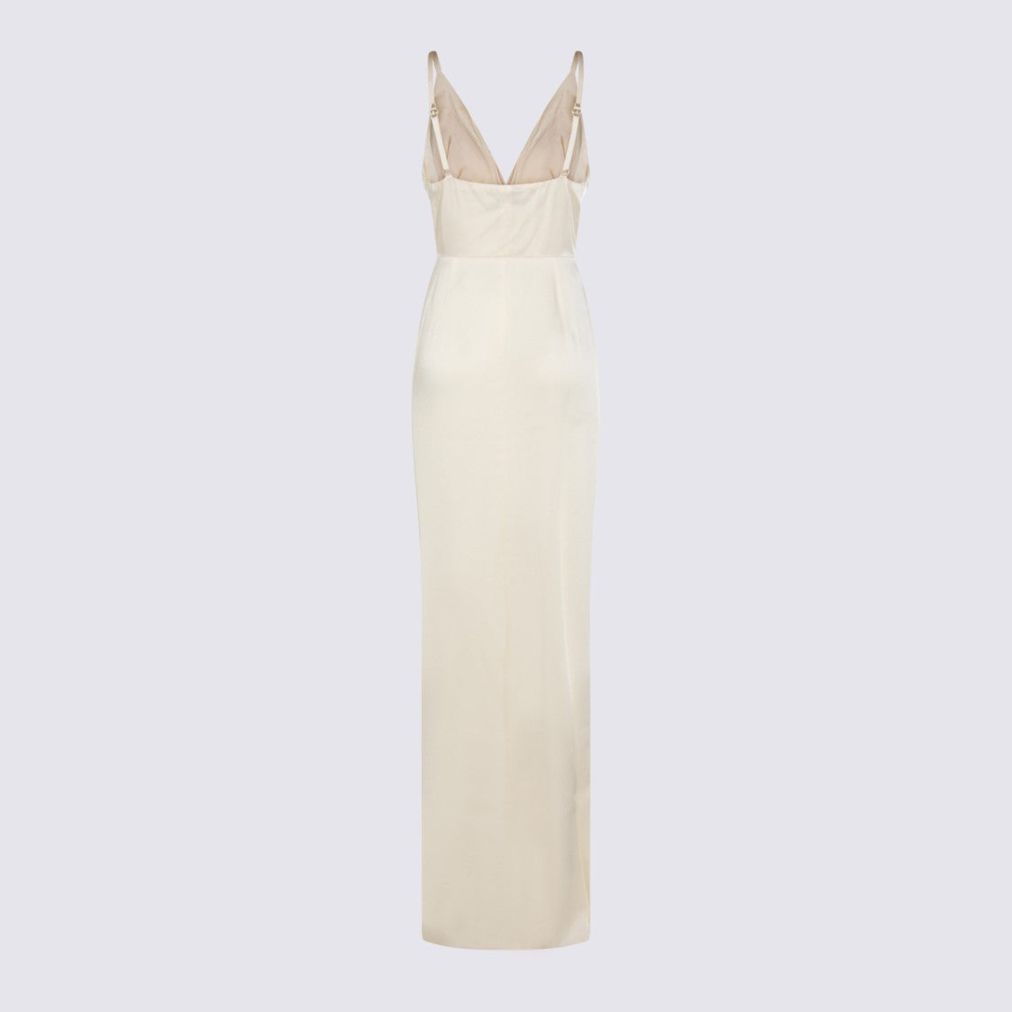 Elisabetta Franchi Long Dress With Deep V-Neckline And Bead Embellishments