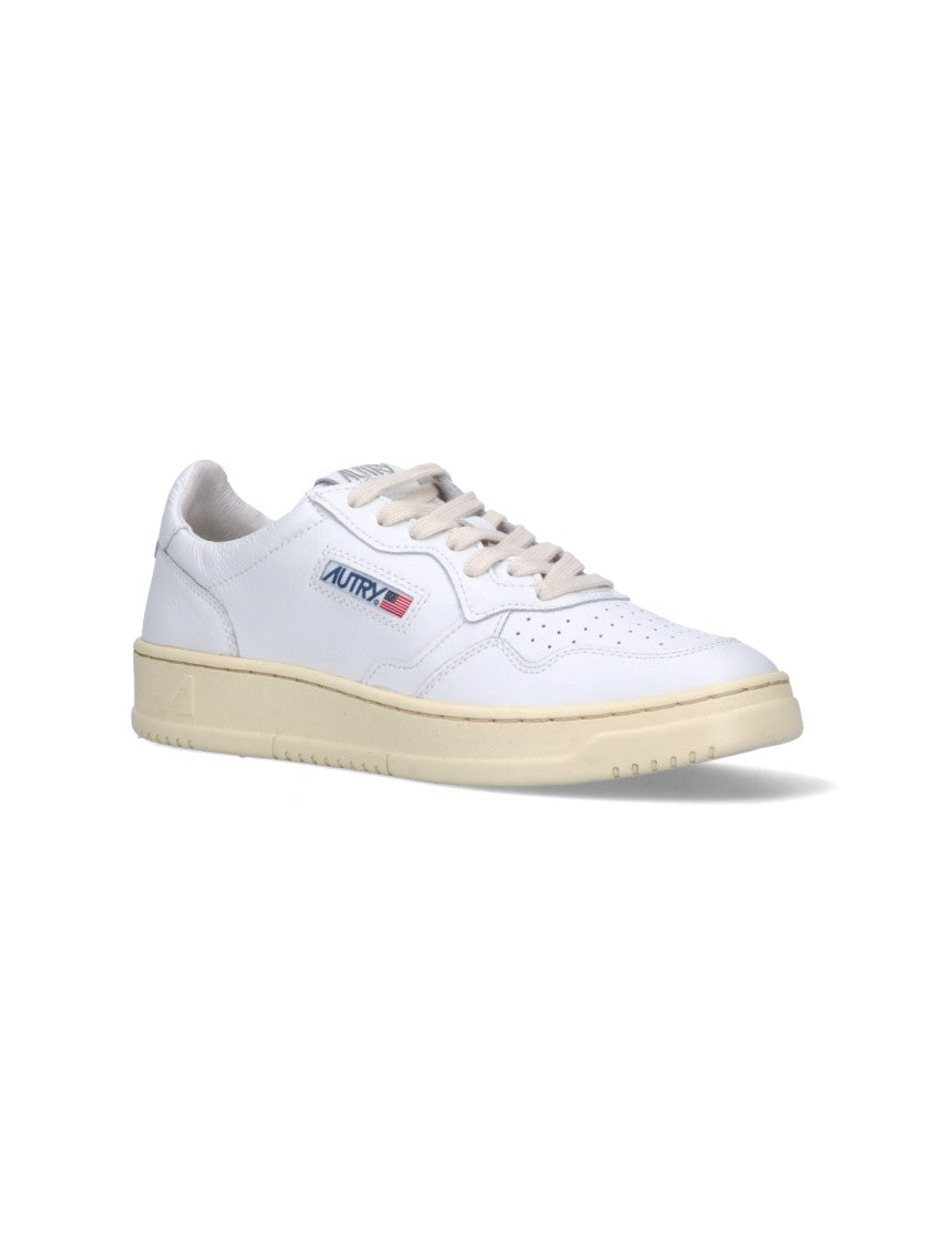 Autry White Medalist Leather Low-Top Sneakers
