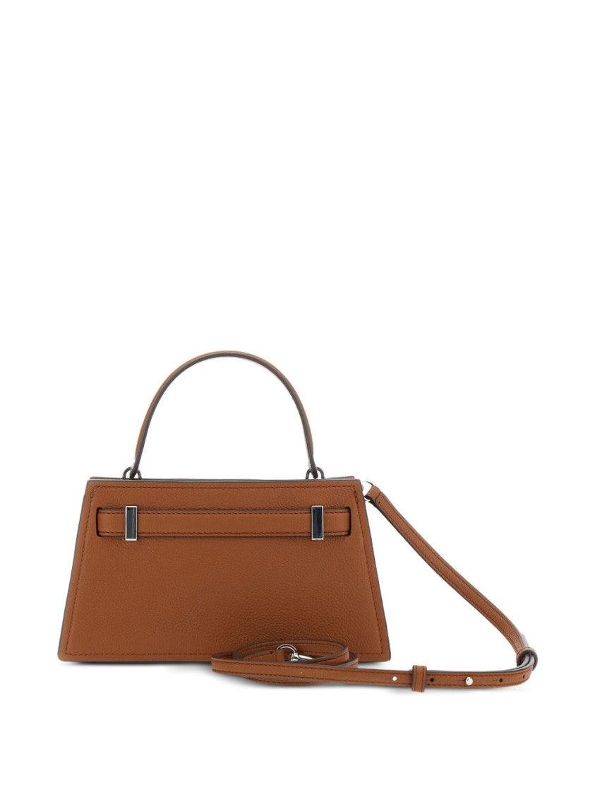 Tory Burch Trapezoidal Handbag With Metallic Clasp