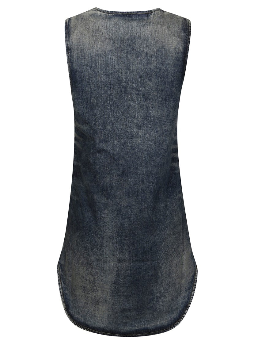 Diesel Sleeveless Denim Top With Deep V-Neckline