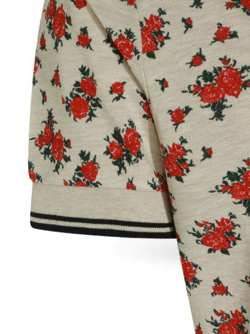 Vivienne Westwood Beige Floral Print Cotton Polo Shirt
