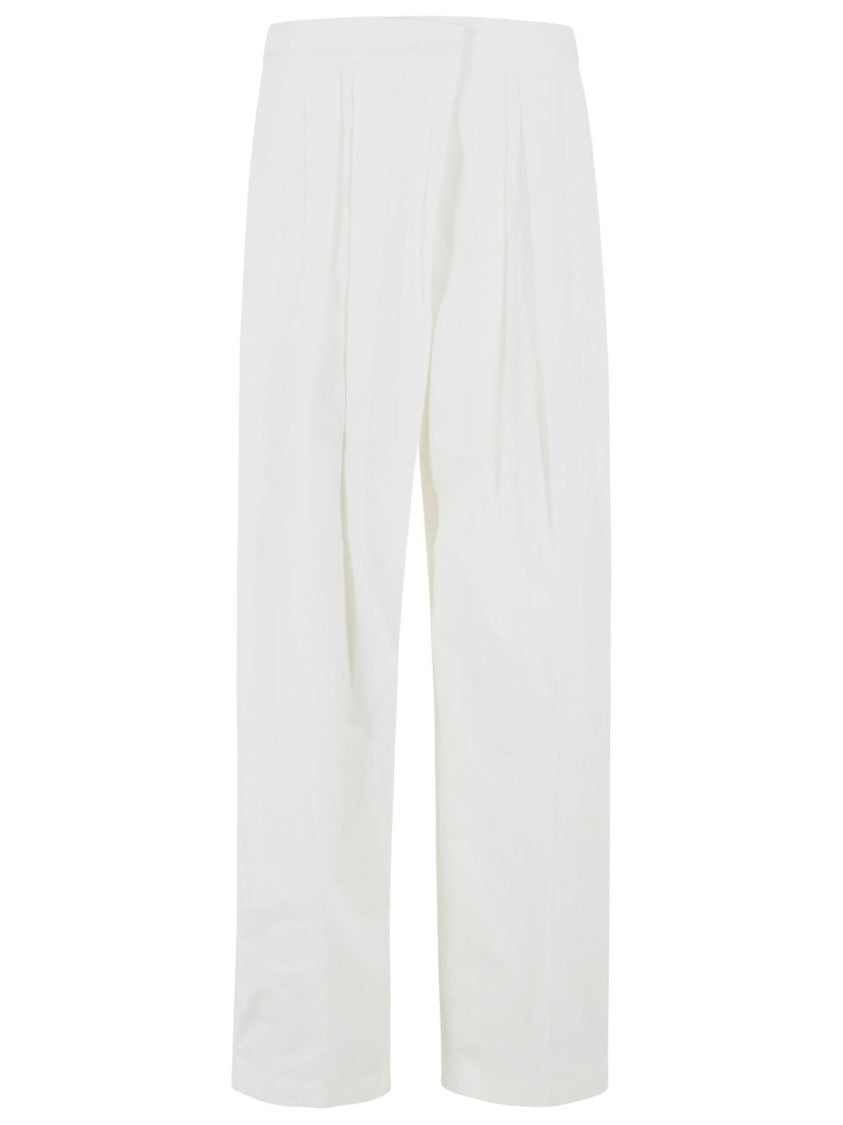Jil Sander Milk Cotton And Silk Trousers