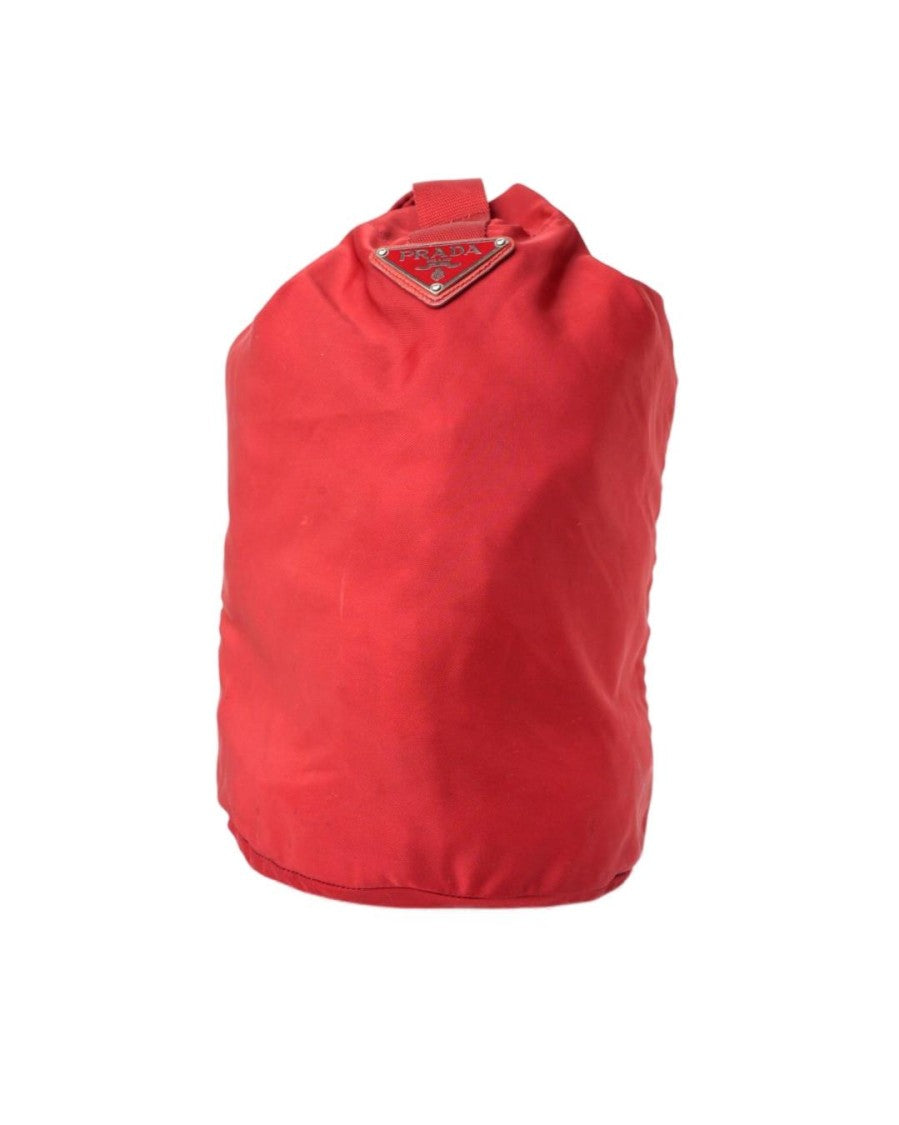 Prada Medium-Sized Red Nylon Bucket Bag