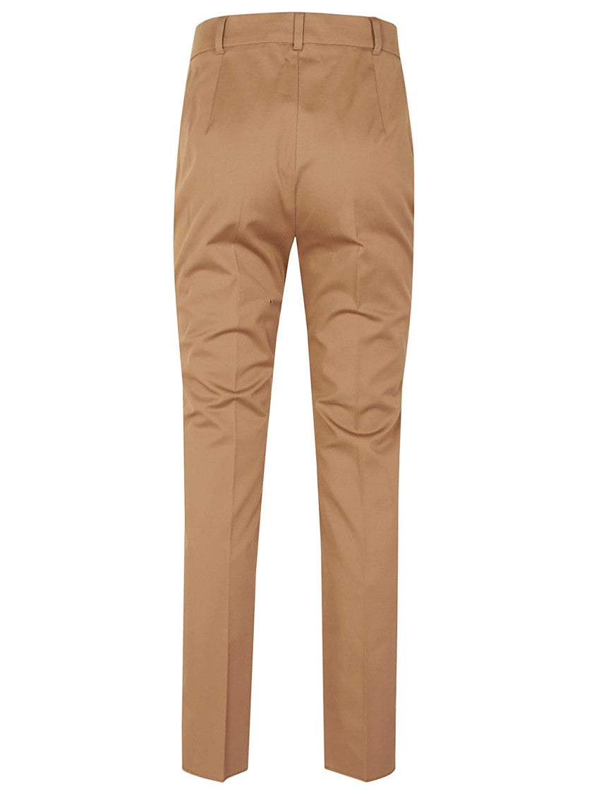 Max Mara Straight-Leg Tailored Cotton Pants With Structured Waistband