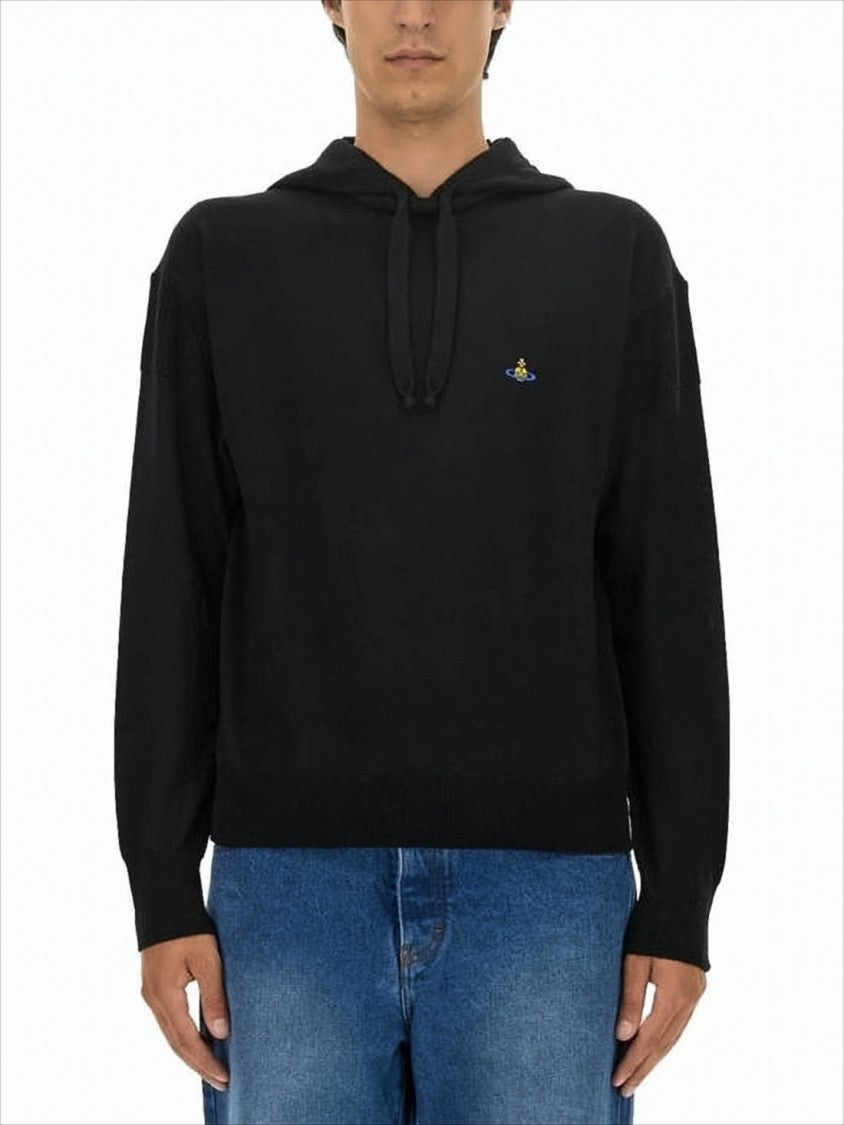 Vivienne Westwood Relaxed-Fit Black Wool Hoodie With Drawstring Hood