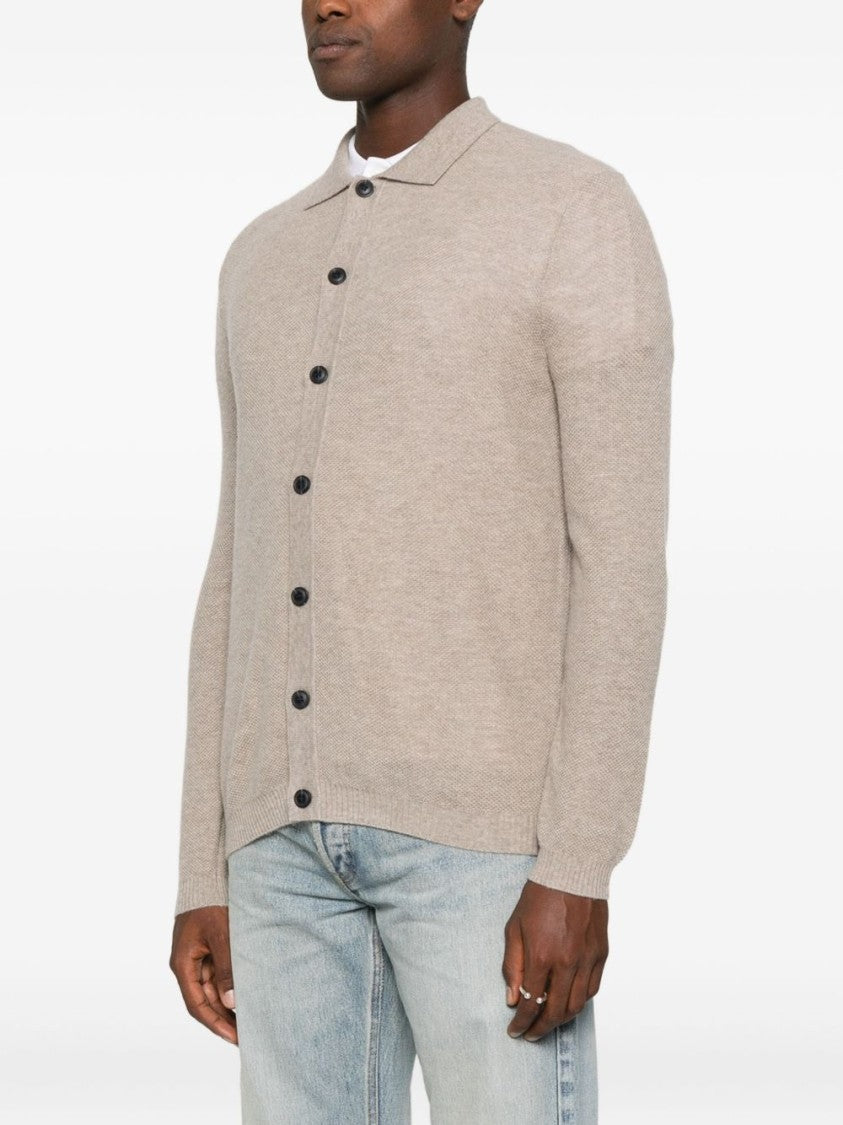 Alpha Studio Light Beige Wool-Cashmere Blend Cardigan