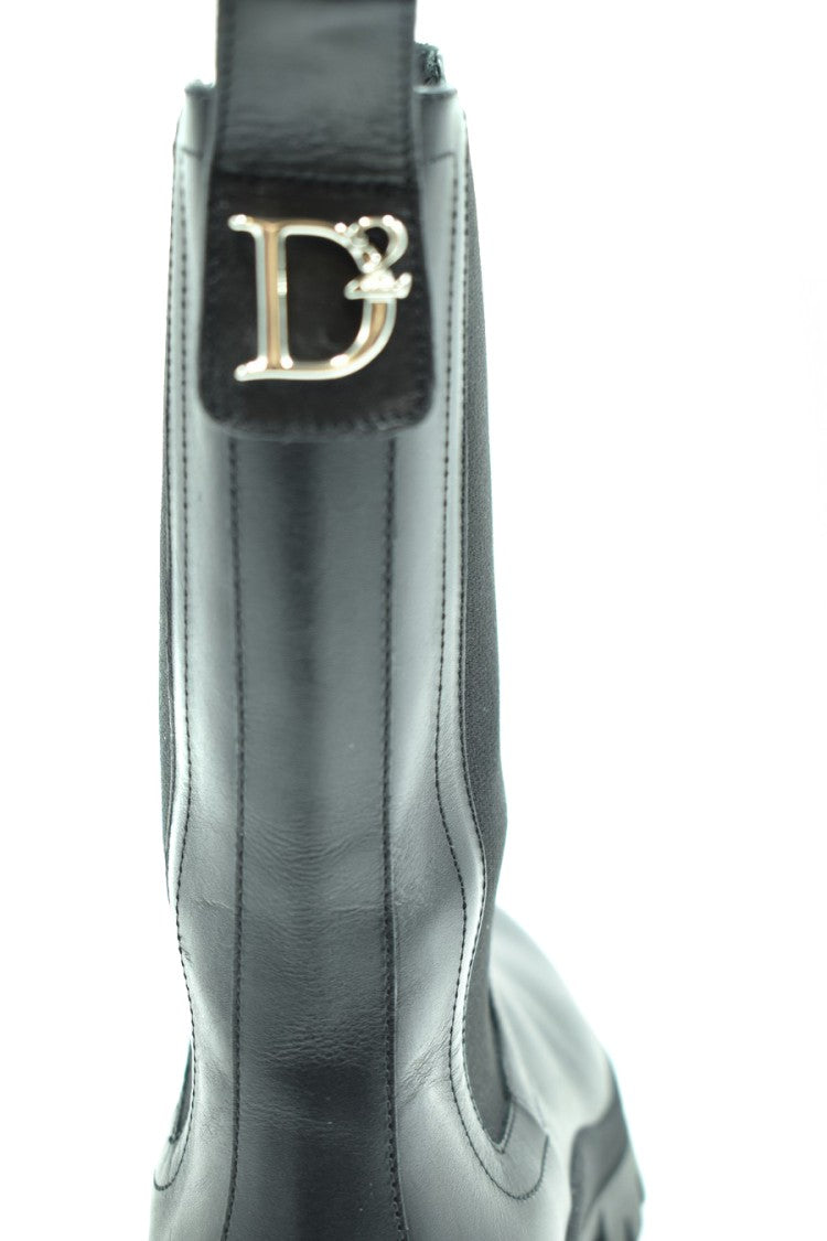 Dsquared2 Black Leather Ankle Boots